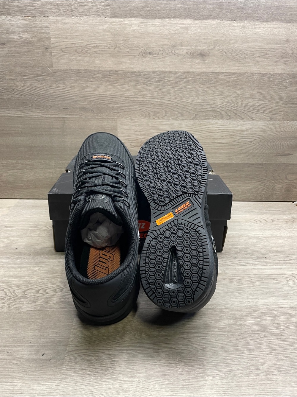 Lugz Black Athletic Lace-Up Shoes with Orange Accents #614